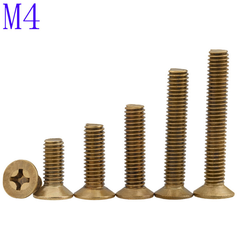 M4 x 0.7 4mm Solid Brass Phillips FLAT HEAD Machine Screw DIN 965 Bolts ISO 7046