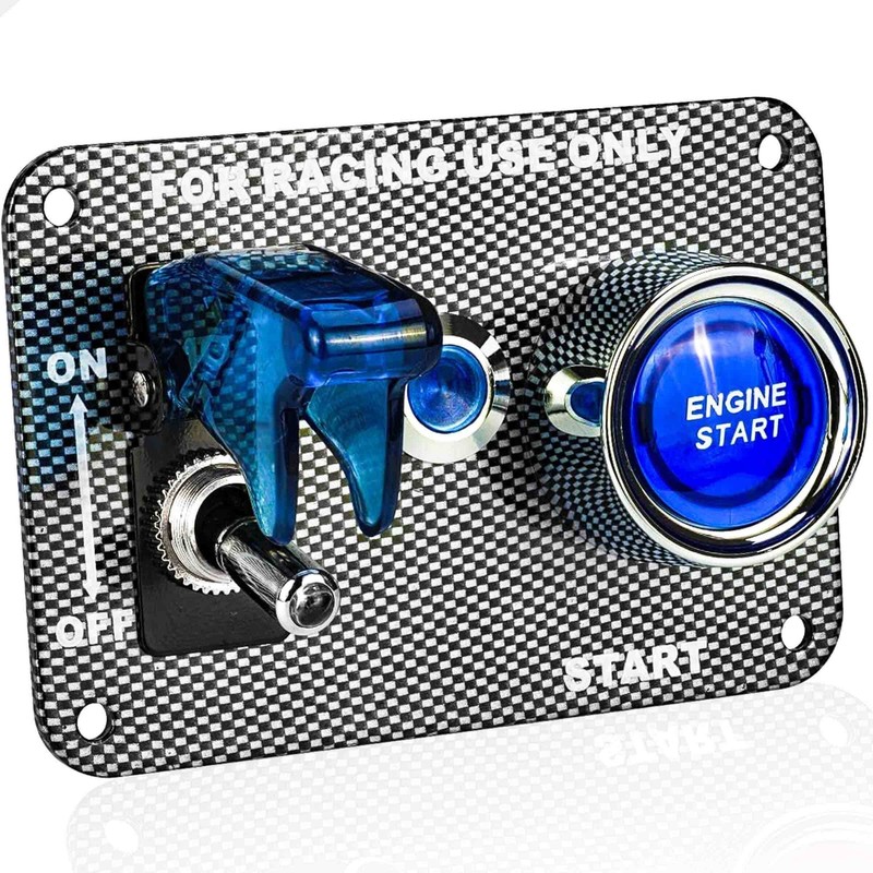 12V Racing Car Ignition Switch Panel Engine Start Push Button Red LED Light