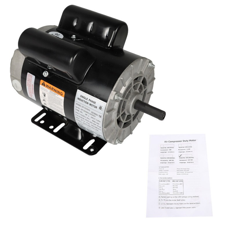 3 HP 3450 RPM SPL Electric Motor Compressor Duty 56 Frame 1 Phase 115/230V New