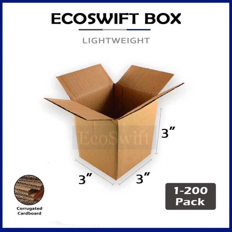 1-200 3x3x3 «EcoSwift» Cardboard Packing Mailing Shipping Corrugated Box Cartons