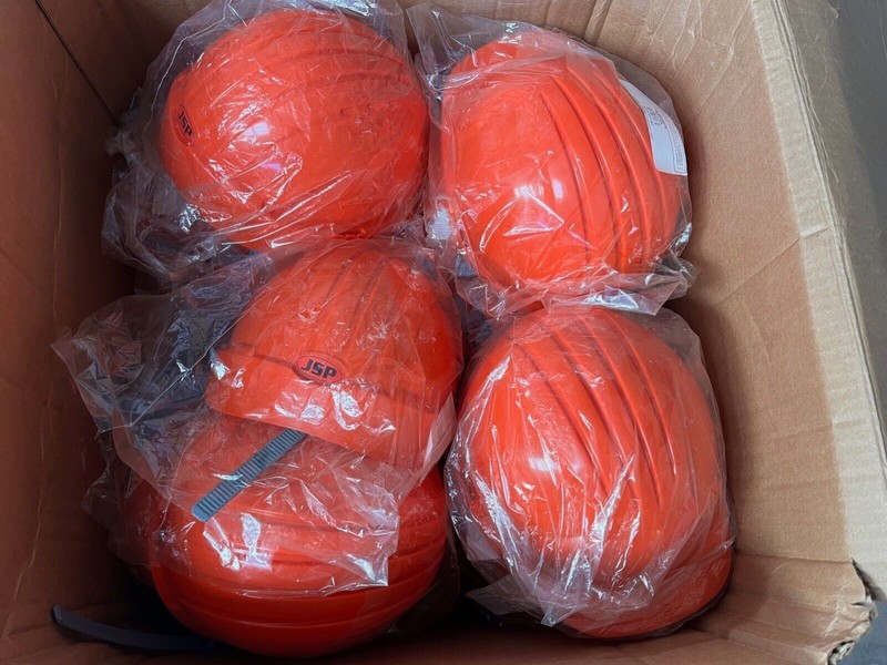 10 new JSP Evolution 6121 Bright Orange, 6-Pt Suspension Hard Hat Safety Helmets gallery