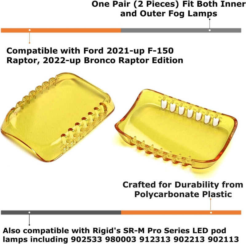 Selective Yellow LED Fog Light Shield Covers for 2021-Up Ford F-150 Raptor gallery