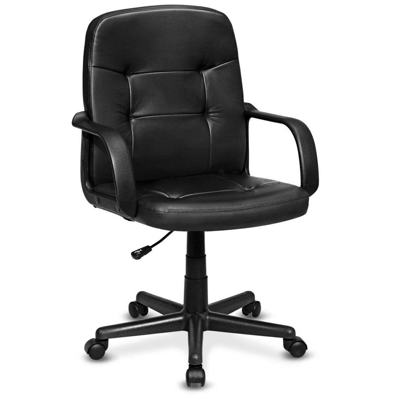 Executive Chair Mid Back Office W/Arms and Swivel Wheels, Ergonomic PU Leathe…