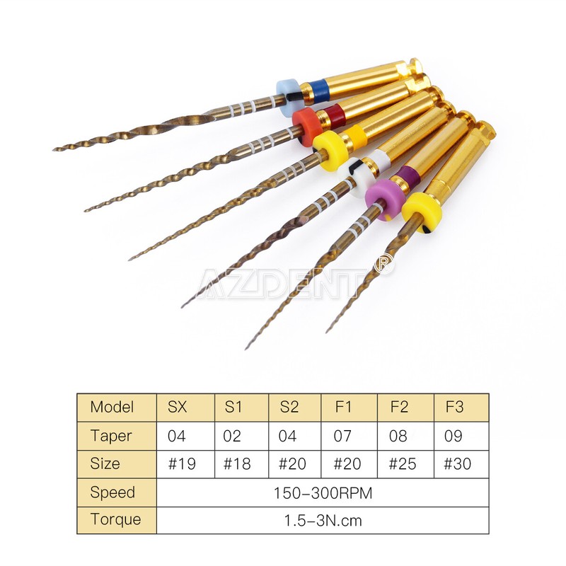AZDENT Dental Endodontic Gold Taper NITI Rotary Files Engine Use 25mm 6PCS/Packs gallery