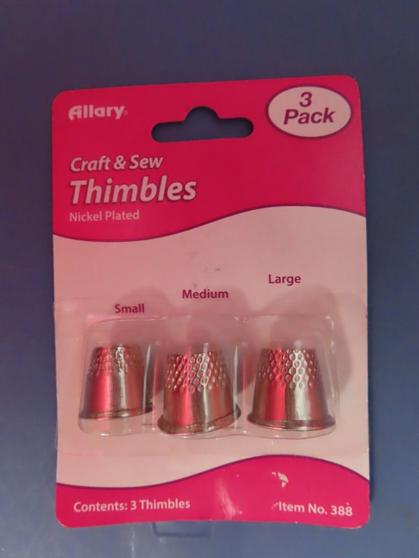 Allary Craft & Sew Thimbles Nickel plated. Package of 3 # 388 NEW