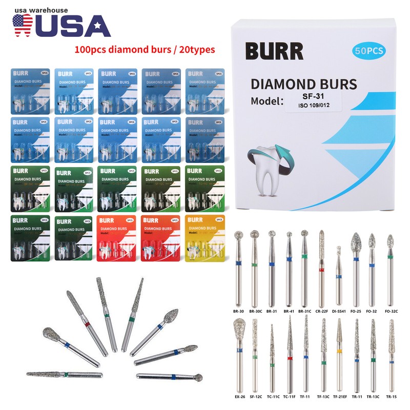 100x Brocas de fresa de diamante para dentista dental Taladro FG 1,6 mm gallery