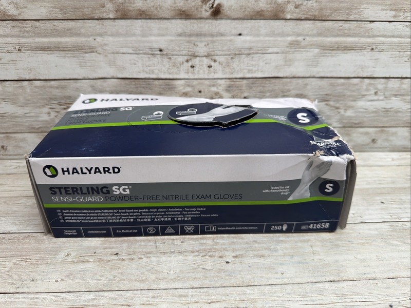 Halyard Sterling SG Nitrile Exam Gloves *2 DENTED Boxes* Size: SMALL Exp: 05/29 gallery