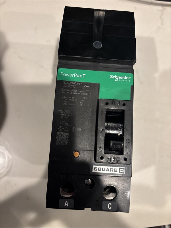 Square D QGA221002rp Two Pole 100 Amp Breaker… A & C Phase