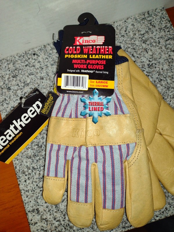 Work Gloves -Pigskin Leather. Warm Winter Thermal HeatKeep Kinco 1927KW. NEW gallery