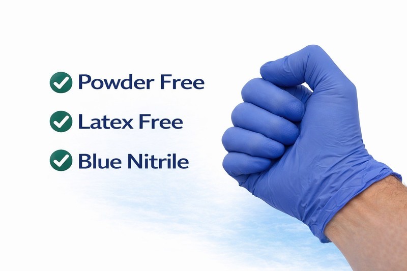 Cuff First Nitrile Exam Gloves 125 Ct Blue Latex-Free Powder-Free gallery