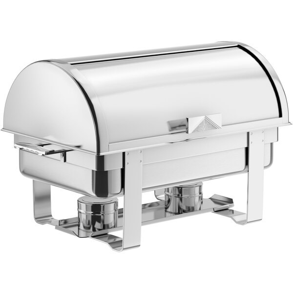 Choice Deluxe 8 Qt. Full Size Chrome Accent Roll Top Chafer.