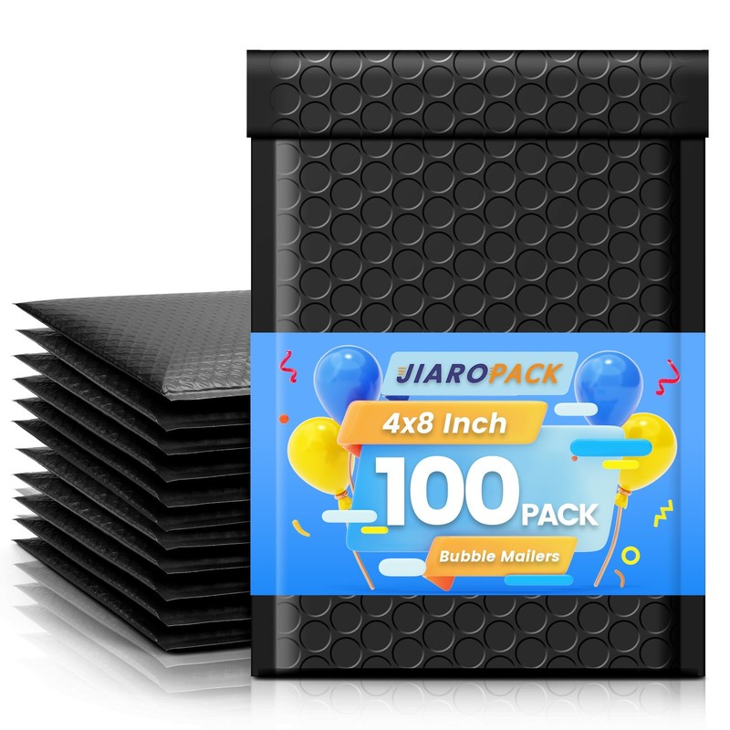 Poly Bubble Mailer 4×8″ 100pcs Small Padded Envelope Mailing Bags 4×7 Black #000