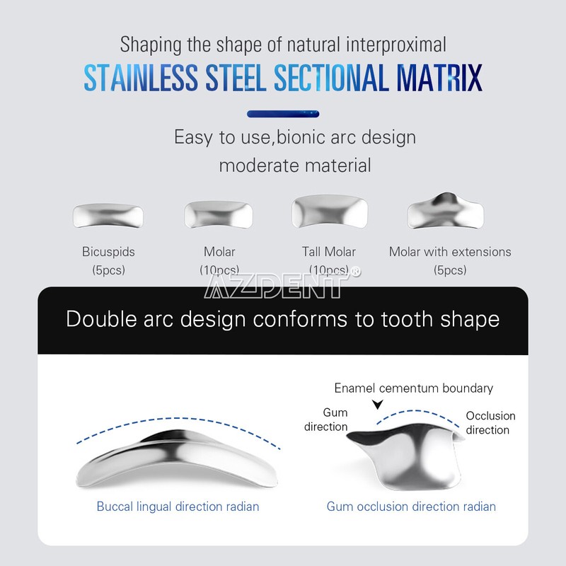Dental Sectional Contoured Metal Matrices Refill Matrix Band /Diastema Wedges gallery