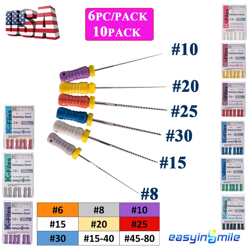 60pc Dental Endo Root Canal File K-files 25mm Stainless Steel Hand Files #6#8#10 gallery