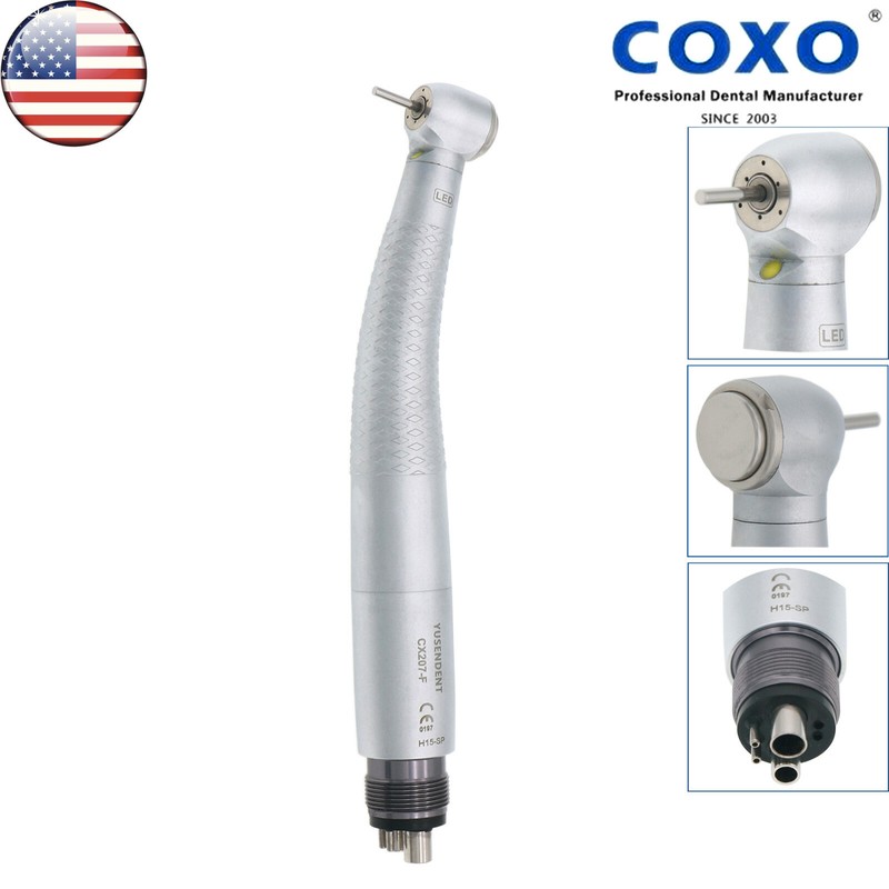 US COXO Dental Handpiece Air Turbine High Speed Self Power LED M4 4 Holes