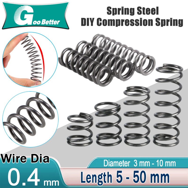Compression Spring Steel 0.4mm Wire Dia 3mm – 10mm OD Small Pressure Springs
