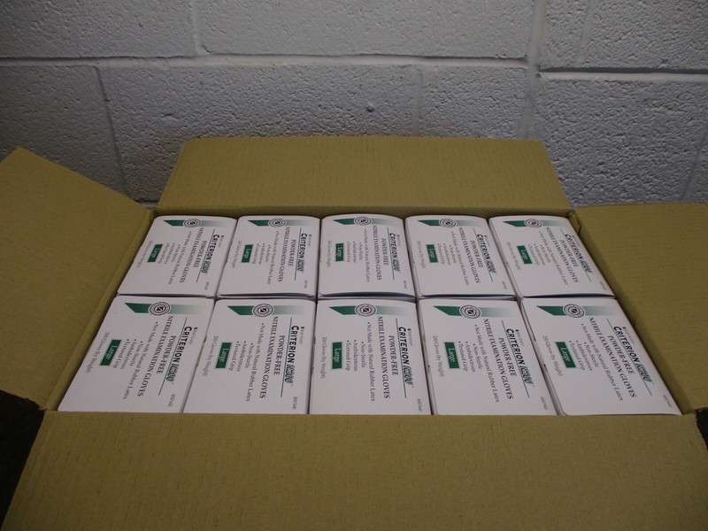 CASE OF 10 BOXES 200 PER CRITERION N200 LARGE 9007440 POWDER FREE EXAM GLOVES