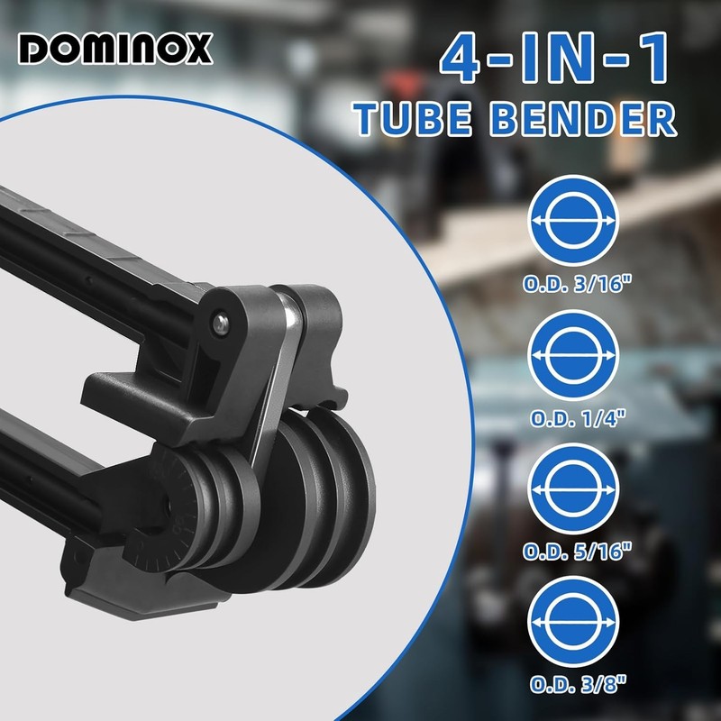 DOMINOX 4-IN-1 Tube Bender, Outer Diameter 3/16", 1/4", 5/16", 3/8", 0-180° gallery