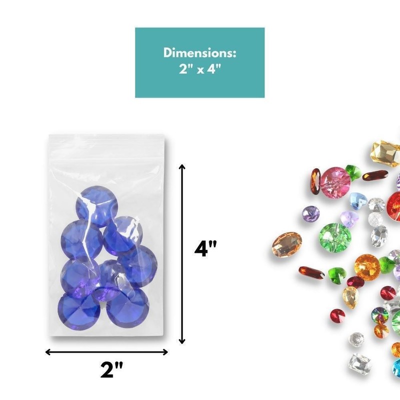 1000 Reloc Zippit Bags 2" x 4" Clear 2mil Reclosable Poly Baggies 1,000 Pcs 2x4 gallery