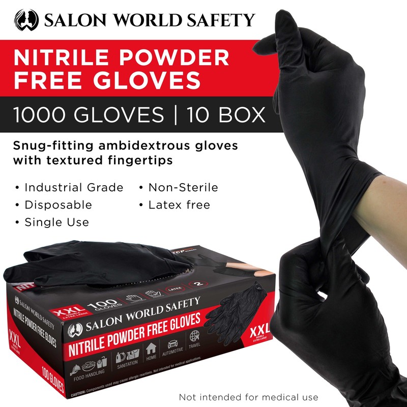 Black Nitrile Disposable Gloves, 10 Boxes of 100, XX-Large, 4 Mil - Latex Free gallery