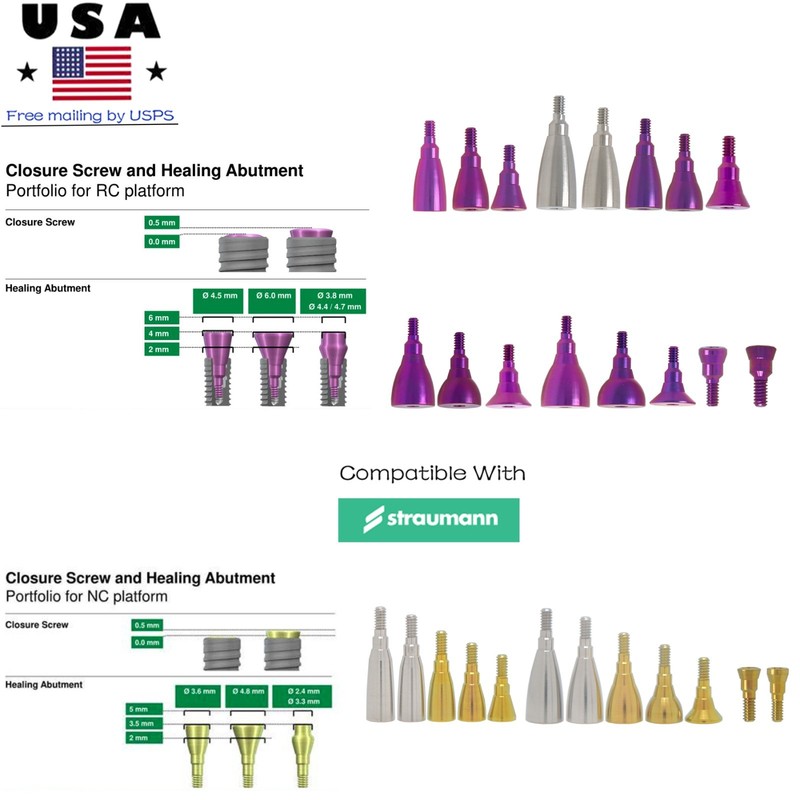 20Pcs US Dental Healing Abutment Closure Screw Fit Straumann B0ne Level NC/RC Ti gallery