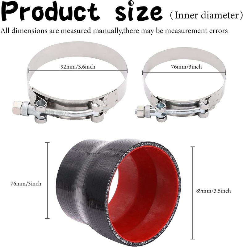 Timothy 3Inch to 3-1/2Inch Inch Black Silicone Reducer Coupler 4 Layers of Polye gallery