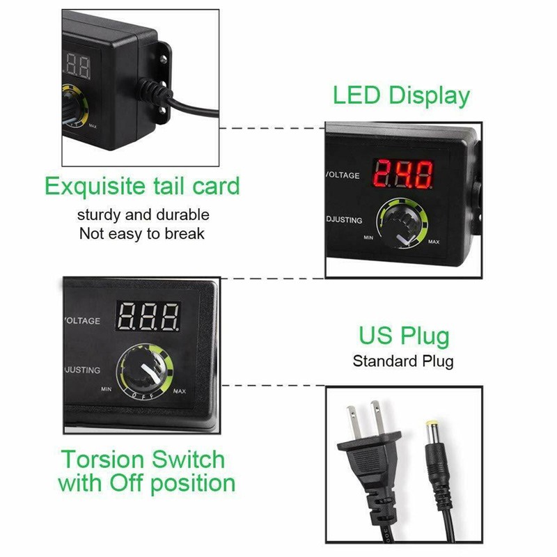 Adjustable Voltage Power Supply 3-24V w/ LCD Display AC / DC Switch Adapter US gallery