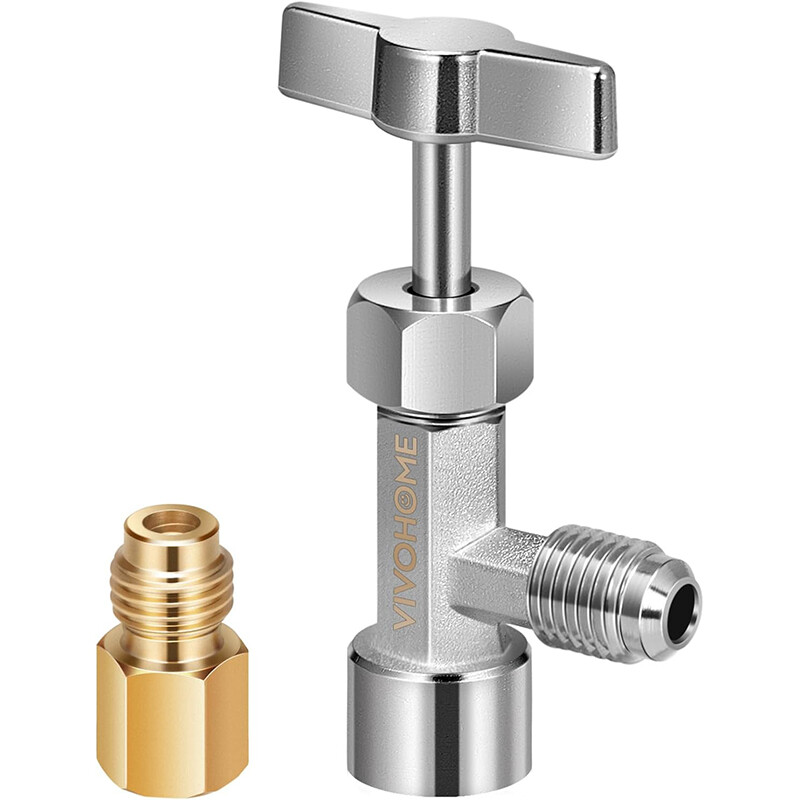 R134a Self Sealing Can Tap Openerer w/ Tank Adapter for 1/4″ & 1/2″ AC Charging