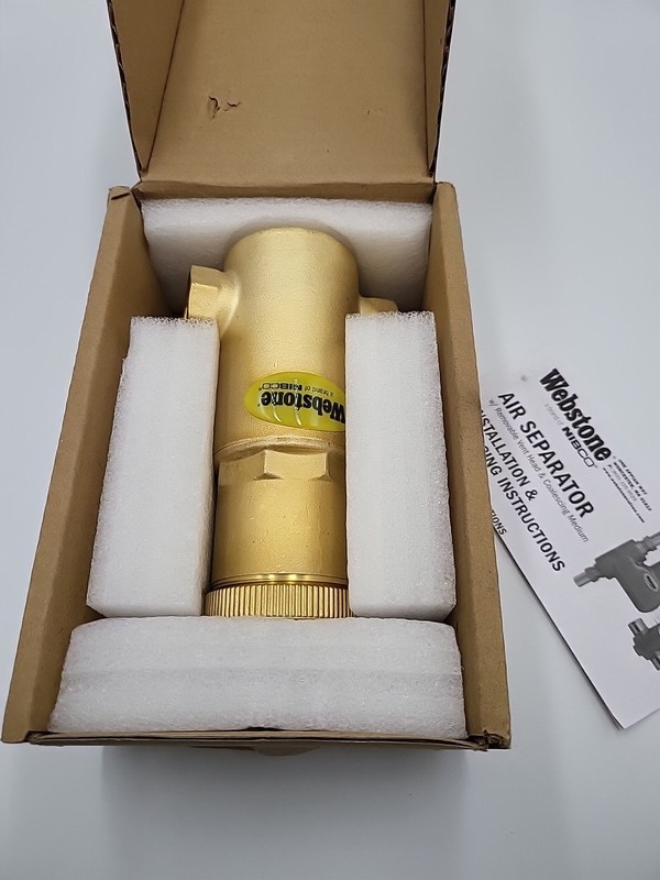 Webstone Brass Air Separator, w/Removable Vent Head & Coalescing Medium, CxC,…