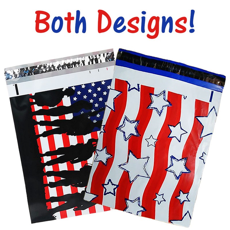 10×13″ Military Soldier Patriotic Flag Poly Mailers, Flat Shipping Envelope Bags