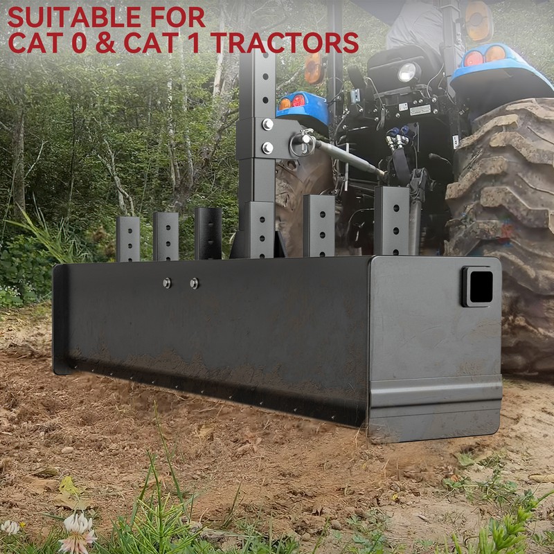 55" Width Box Blade Tractor Attachment W/ 6 Scarifier Shank Cate 0 & Cat 1 Heavy gallery