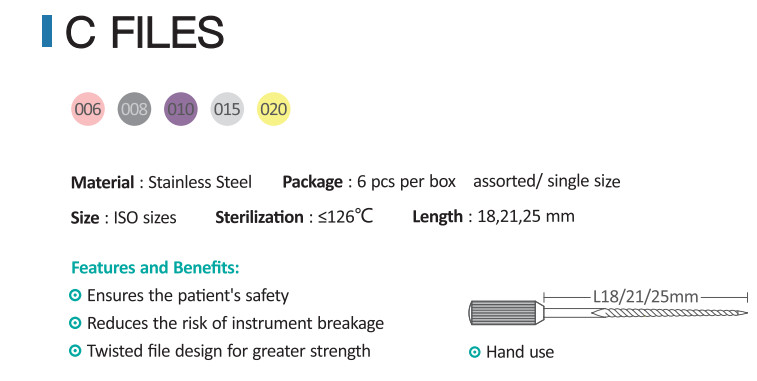 Dental Rotary Endodontic C-Files Stainless Steel C Files for Root Canal #8-15 gallery
