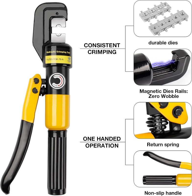 YQK-70-A Battery Cable Crimping Tool - 10 Ton Capacity with One-Handed Operation gallery