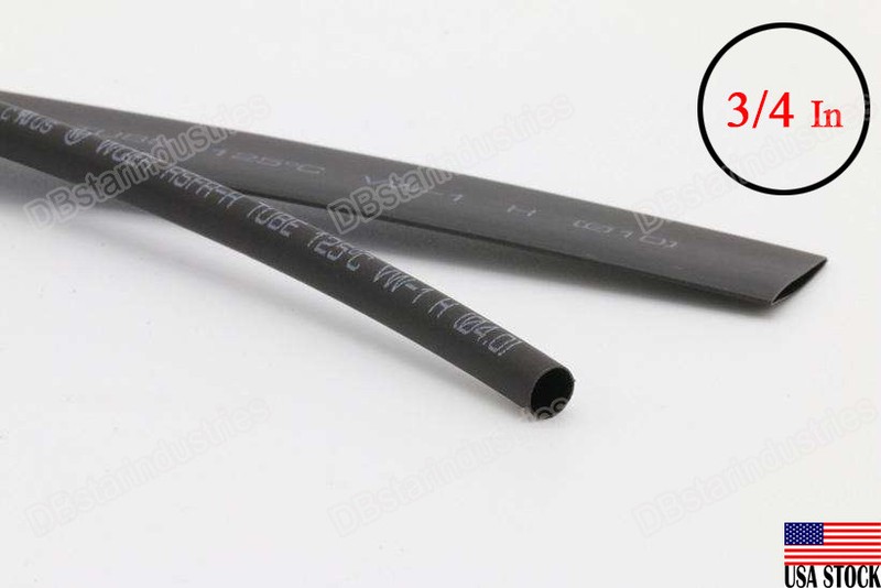 Black Heat Shrink Tubing 3/4»(20mm) Diameter x 4 Ft 2:1 Ratio Sleeve Wire Wrap