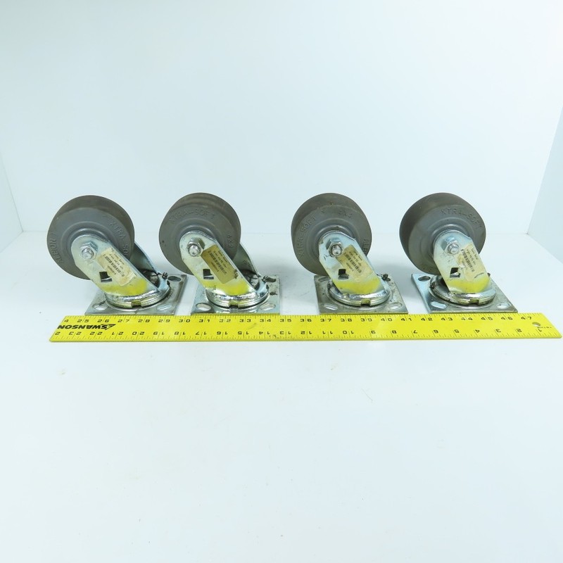 Albion 16XS04201S Xtra-Soft 4×2 Swivel Casters W/ Top Plate 4-1/2″ x 4″ Lot Of 4
