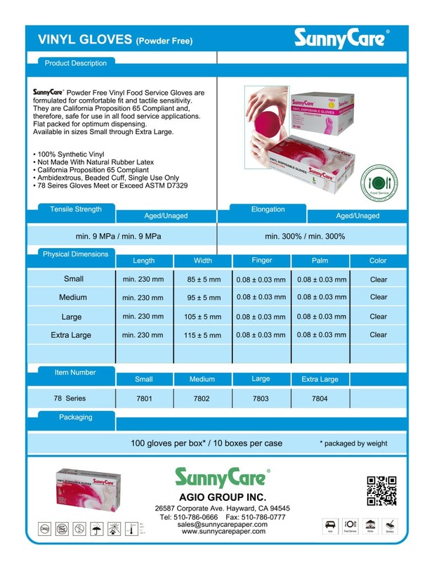100 SunnyCare #7802 Vinyl Disposable Gloves Powder Free (Latex Nitrile Free)🔥M gallery