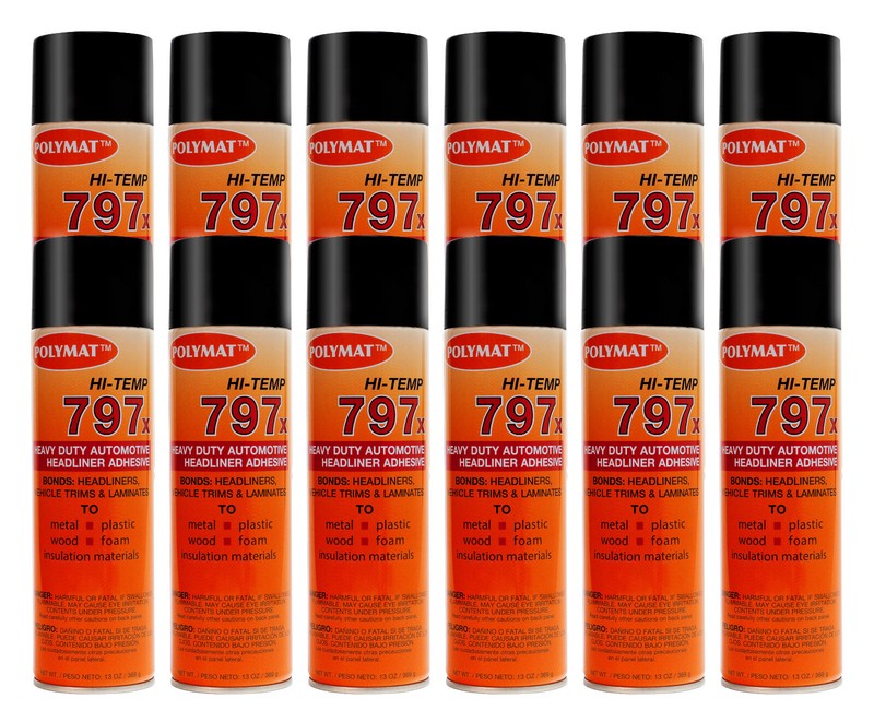 QTY12 Polymat 797 Hi-Temp Spray Adhesive headliner dash trunkliner 160F glue