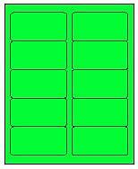 4″ x 2″ Green Fluorescent Labels, 10-UP (8.5″ x 11″) – Box of 100 Sheets