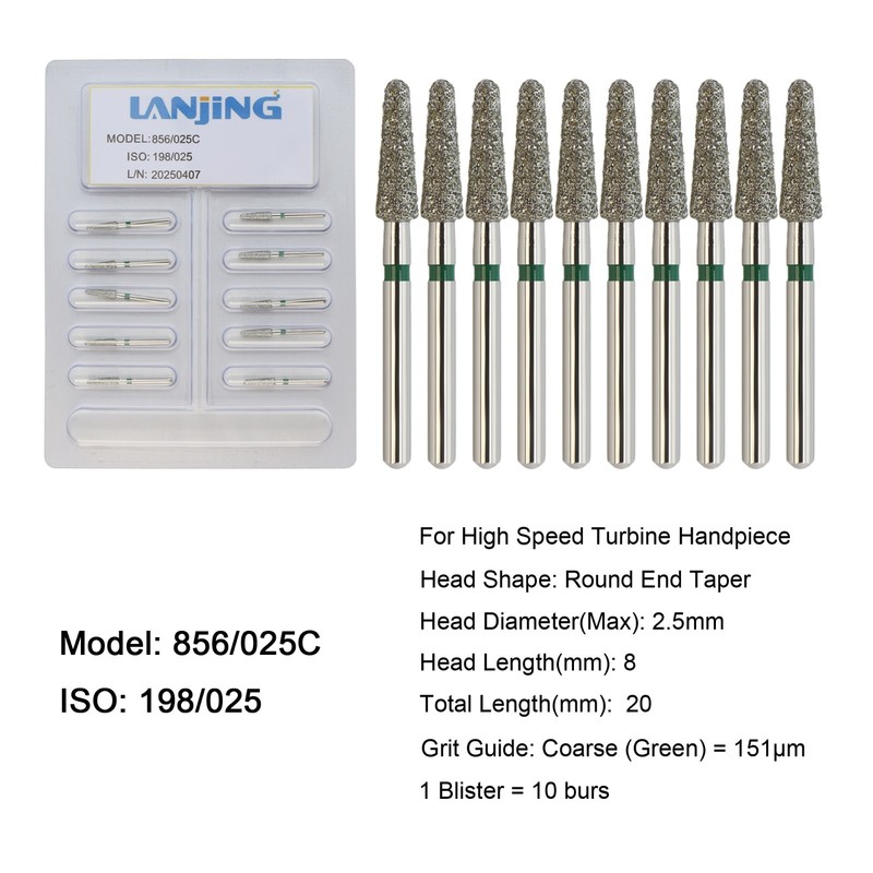 Dental Diamond Burs FG Round End Taper Bur Super Coarse Fine High Speed 856 850