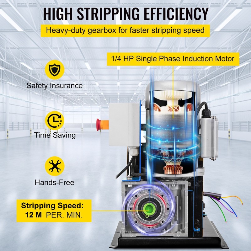 Electric Wire Stripping Machine 1.5-38mm Cable Stripper 0.06"-1.5" 1/2HP gallery