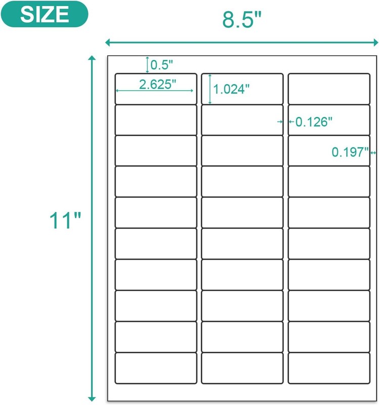 100 Sheets 1"x2-5/8" Address Shipping Labels Stickers 30-UP for Inkjet and Laser gallery