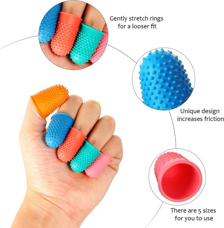 SATINIOR 20 Pcs Rubber Fingers Tip Protectors XS S M L XL, 5 colors gallery