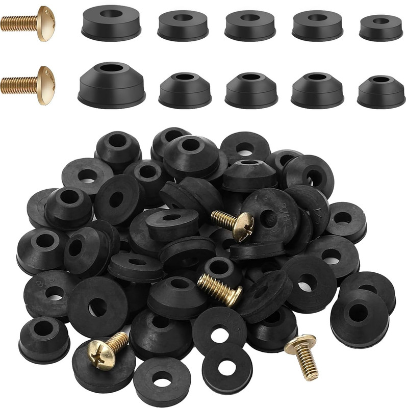 58 Pcs Rubber Washers for Outdoor Faucet Repairing Assorted Flat and Beveled Fa
