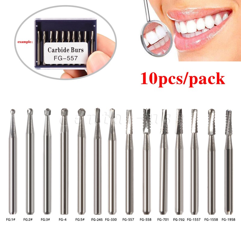 10-100pcs Fresas Dentales de Carburo de Tungsteno Redondas FG Alta Velocidad