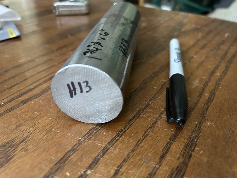 H13 Tool Steel, 1-3/4″ diameter x 6″ Long, Round Bar, Lathe Stock