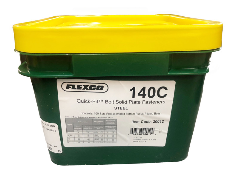 Genuine Flexco 140C Pail of 100 | Style 140 Quick Fit Bolt Solid Plate Fasteners