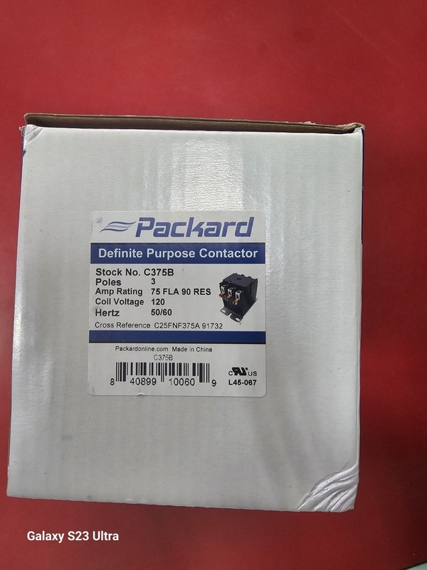 PACKARD CONTACTOR C375B COIL 120 VCA
