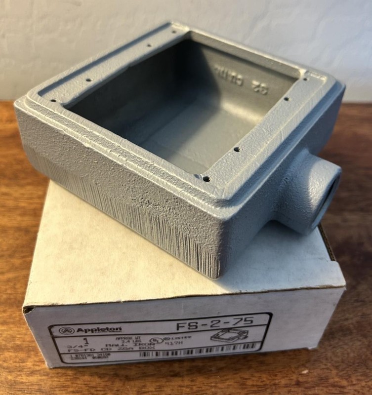 Appleton FS-2-75, 2-Gang, 3/4″ Hub, Malleable Iron, Shallow, Device Box, 1 pc