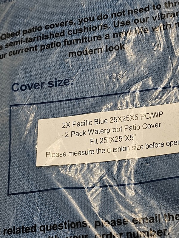 (QTY 2) QQBED 25X25X5 Pacific Blue Outdoor Seat Chair Patio Cushion Cover Case gallery