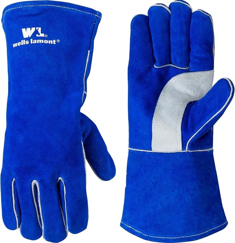 Men’s 1054 Heavy Duty Welding Gloves – Blue, Large, Heat & Abrasion Resistant